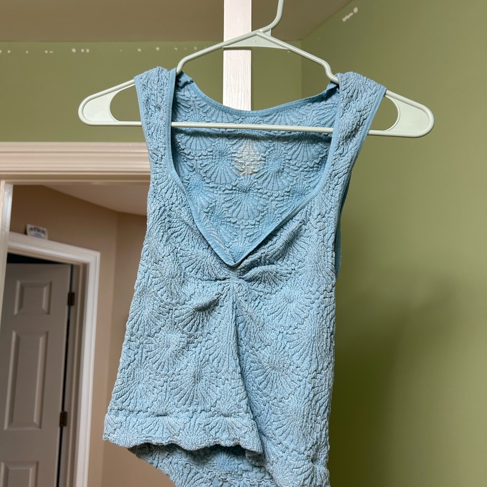 Free People Textured Sky Blue Tank Top